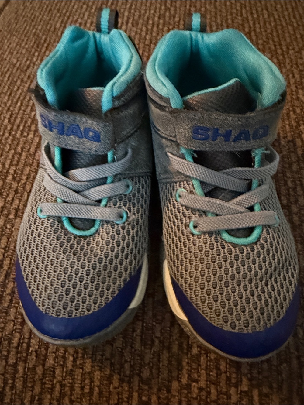 Kids' SHAQ Gray and Teal Athletic Sneakers